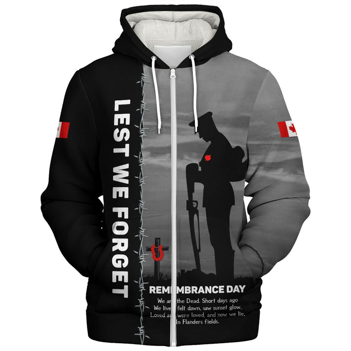 Canada Sherpa Hoodie Remembrance Day We Shall Not Forget We Will Remember Them