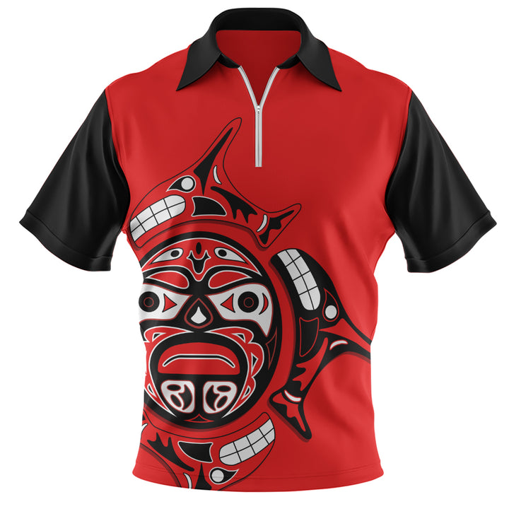 Canada Zip Polo Shirt Echoes Of The Sun Indigenous Pride