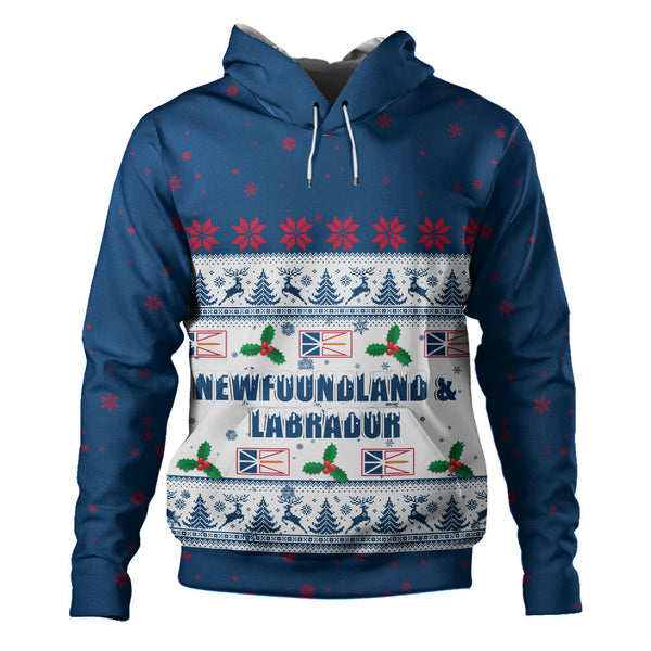 Newfoundland & Labrador Hoodie Christmas Knit Style Snowflake Reindeer