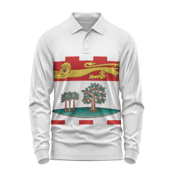 Prince Edward Island Long Sleeve Polo Shirt Flag Minimalist Pride Style