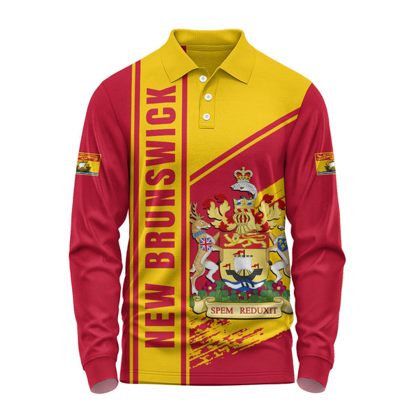New Brunswick Long Sleeve Polo Shirt Heritage Strength Crest