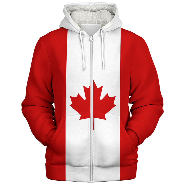 Canada Sherpa Hoodie Flag Minimalist Pride Style