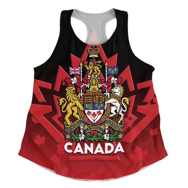 Canada Women Tank Royal Red Black National Emblem Of Canada