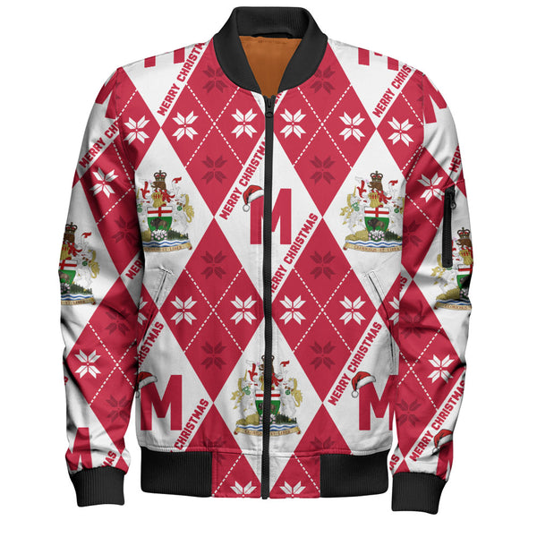 Manitoba Bomber Jacket Christmas Argyle Pattern With Royal Crest