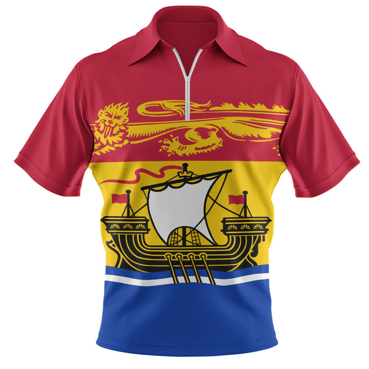 New Brunswick Zip Polo Shirt Flag Minimalist Pride Style