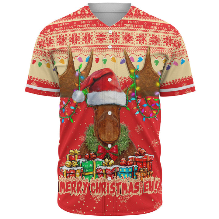 Canada Baseball Shirt Xmas Moose Lights Celebration