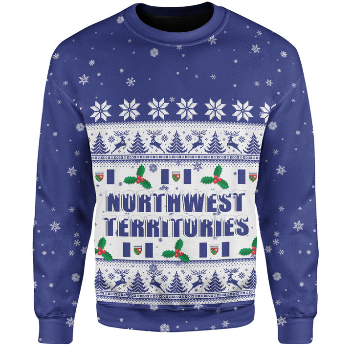 Northwest Territories Sweatshirt Christmas Knit Style Snowflake Reindeer