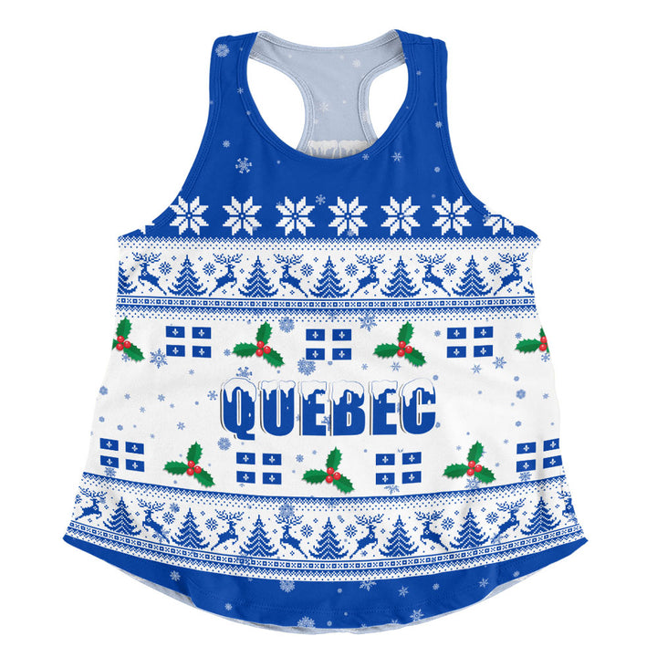 Quebec Women Tank Christmas Knit Style Snowflake Reindeer