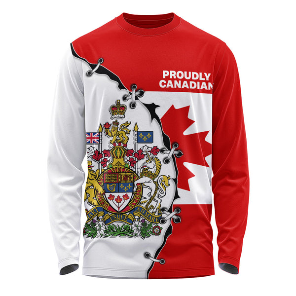 Canada Long Sleeve T-Shirt Coat Of Arms Unity Zipper Style