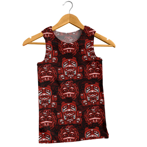 Canada Tank Top Haida Spirit Face Totem Repeat Print