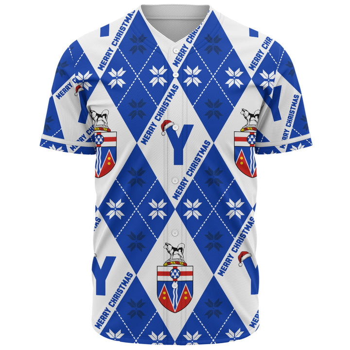 Yukon Baseball Shirt Christmas Argyle Pattern With Royal Crest