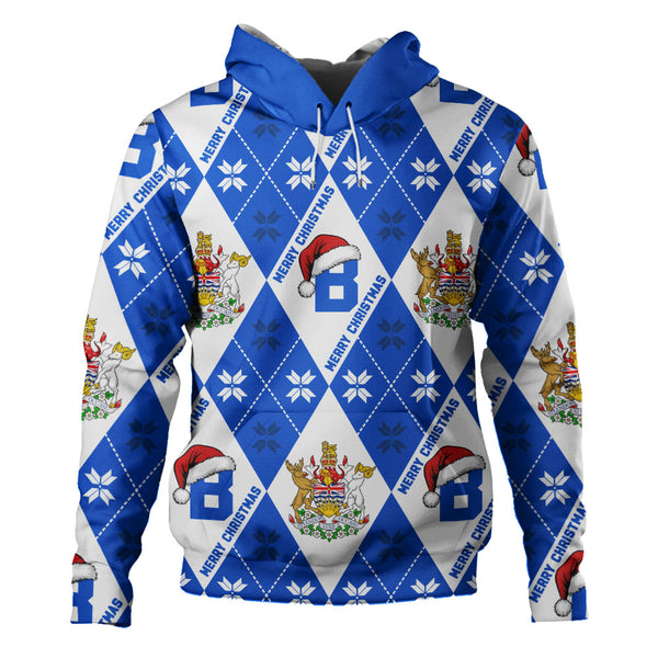 British Columbia Hoodie Christmas Argyle Pattern With Royal Crest