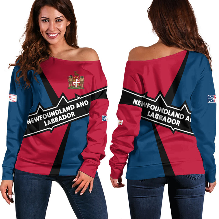 Newfoundland & Labrador Off Shoulder Sweatshirt Loyal True North Provincial Style