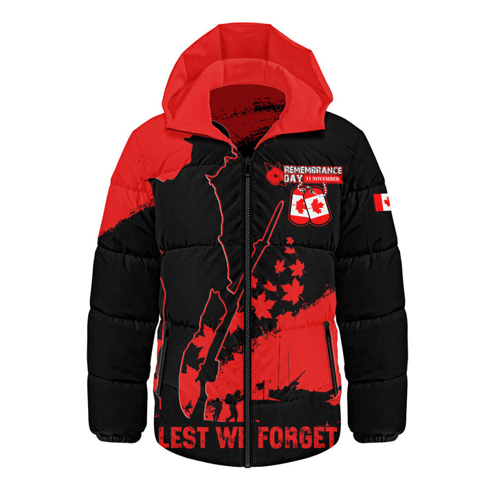 Canada Hooded Padded Jacket Remembrance Day Maple Heroes Tribute