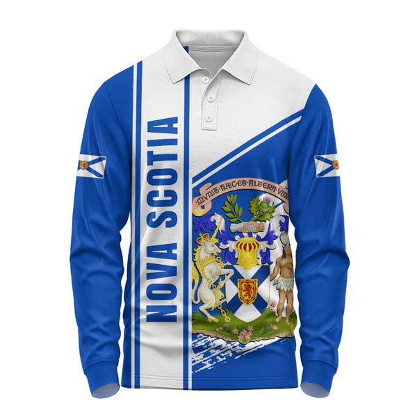 Nova Scotia Long Sleeve Polo Shirt Heritage Strength Crest