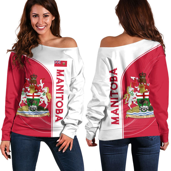 Manitoba Off Shoulder Sweatshirt Proud Provincial Heritage