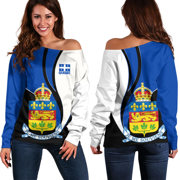 Quebec Off Shoulder Sweatshirt Heritage Pride Of The North