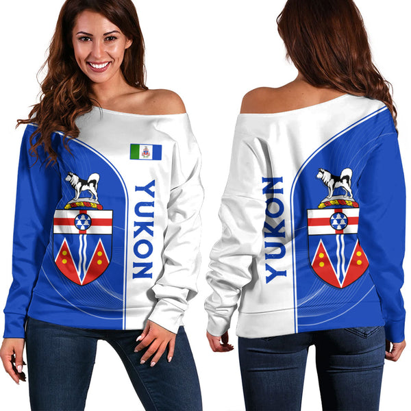 Yukon Off Shoulder Sweatshirt Proud Provincial Heritage