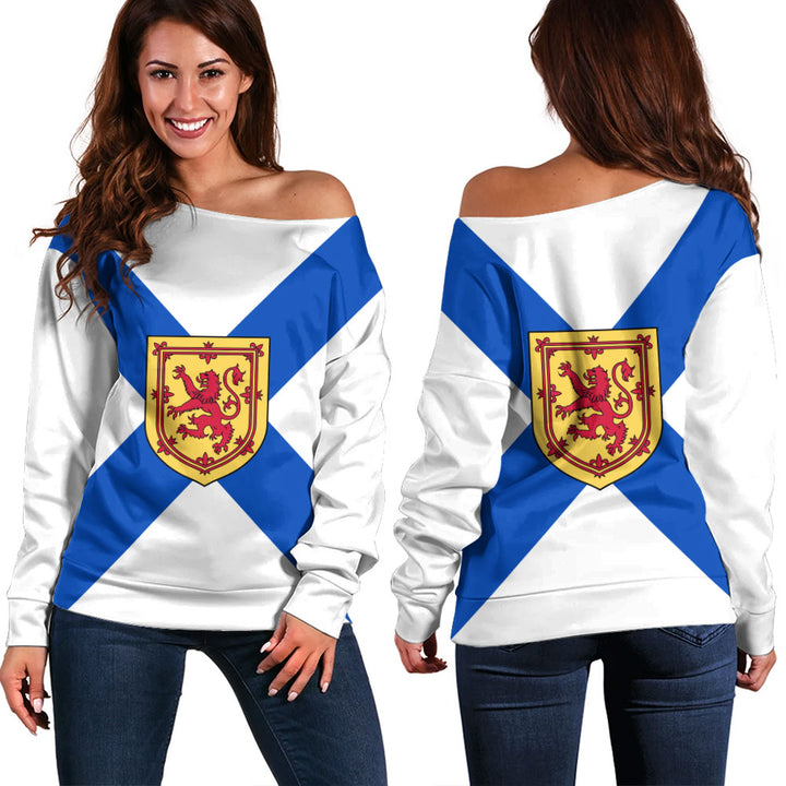 Nova Scotia Off Shoulder Sweatshirt Flag Minimalist Pride Style