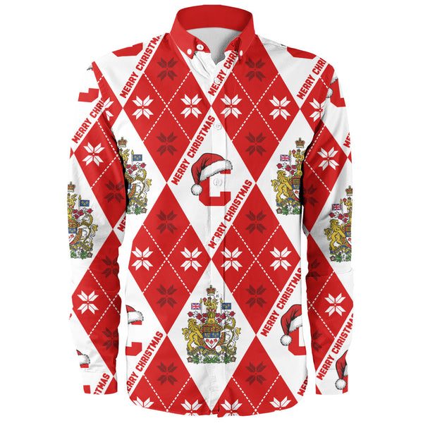 Canada Long Sleeve Shirt Christmas Argyle Pattern With Royal Crest