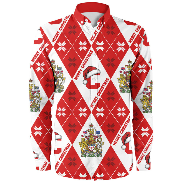 Canada Long Sleeve Shirt Christmas Argyle Pattern With Royal Crest