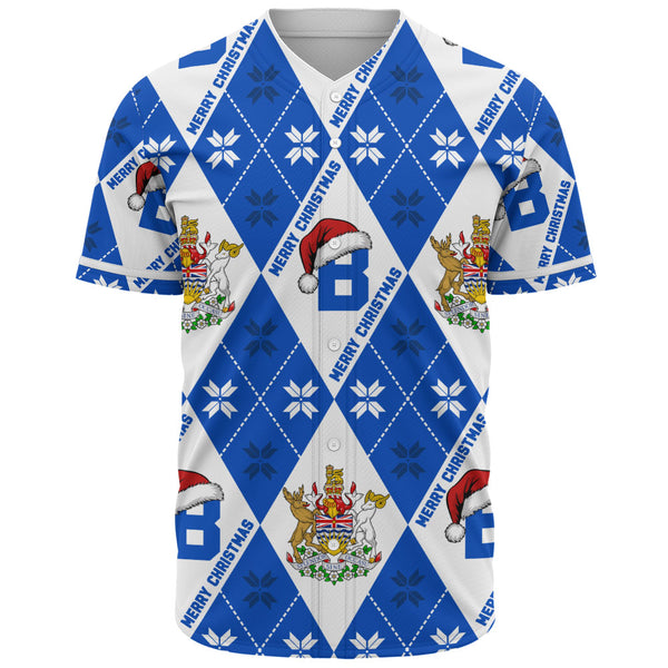 British Columbia Baseball Shirt Christmas Argyle Pattern With Royal Crest