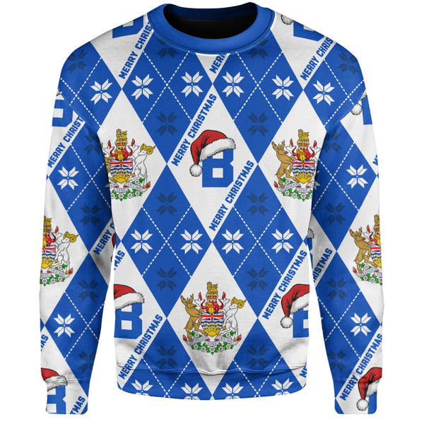 British Columbia Sweatshirt Christmas Argyle Pattern With Royal Crest