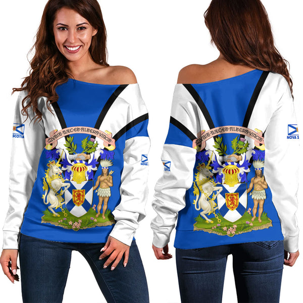 Nova Scotia Off Shoulder Sweatshirt Proud Provinces Collection