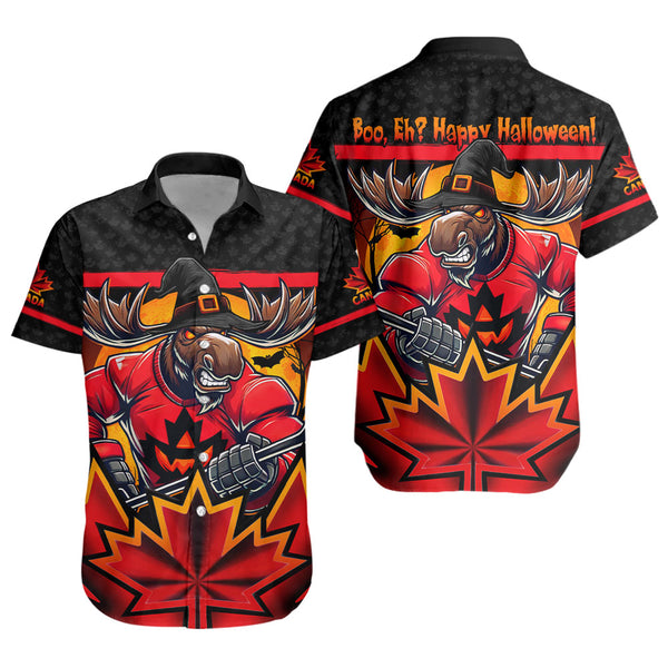 Canada Short Sleeve Shirt Scary Moose Canada Hockey Spirit