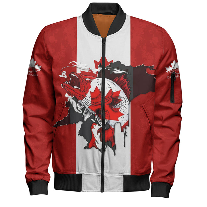 Canada Bomber Jacket Born To Fish Proud To Be Canadian