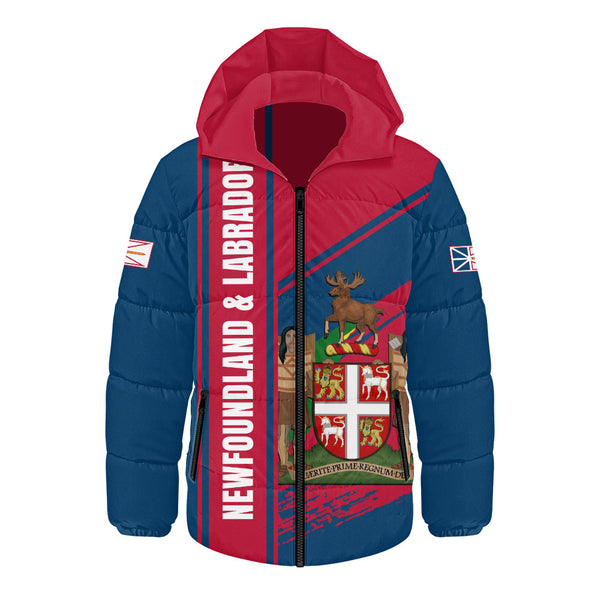 Newfoundland & Labrador Hooded Padded Jacket Heritage Strength Crest