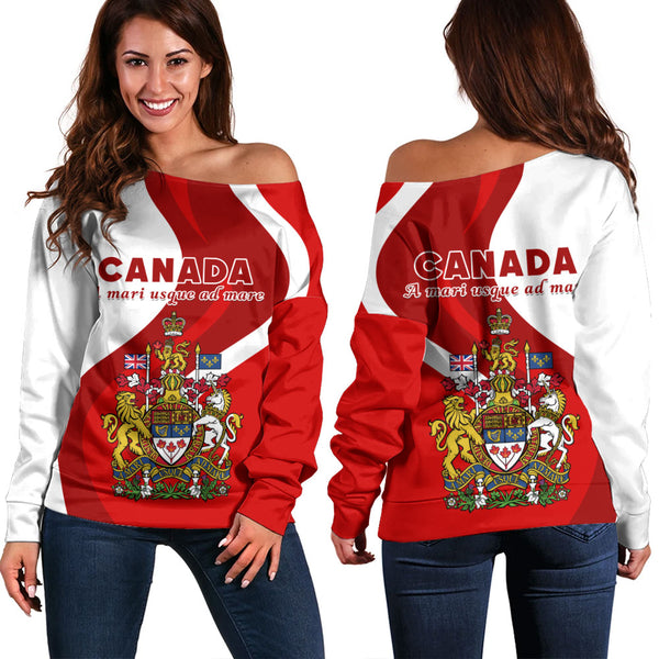 Canada Off Shoulder Sweatshirt Crest Of Identity