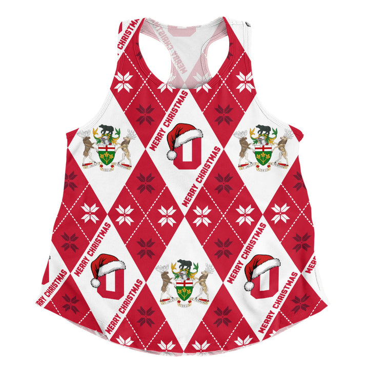Ontario Women Tank Christmas Argyle Pattern With Royal Crest