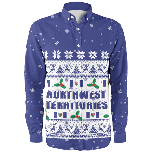 Northwest Territories Long Sleeve Shirt Christmas Knit Style Snowflake Reindeer
