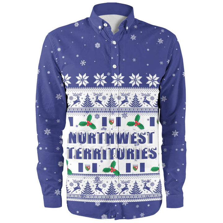 Northwest Territories Long Sleeve Shirt Christmas Knit Style Snowflake Reindeer