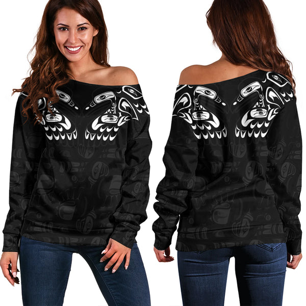 Canada Off Shoulder Sweatshirt Haida North Coast Shadows