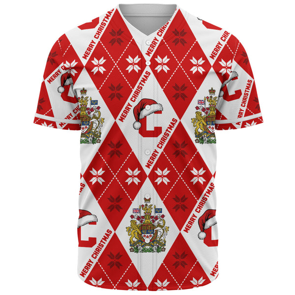 Canada Baseball Shirt Christmas Argyle Pattern With Royal Crest