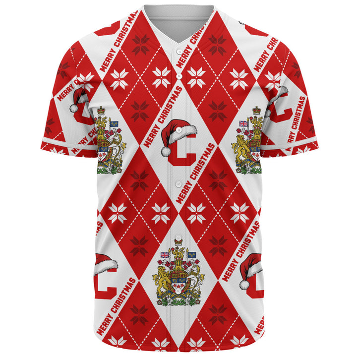 Canada Baseball Shirt Christmas Argyle Pattern With Royal Crest