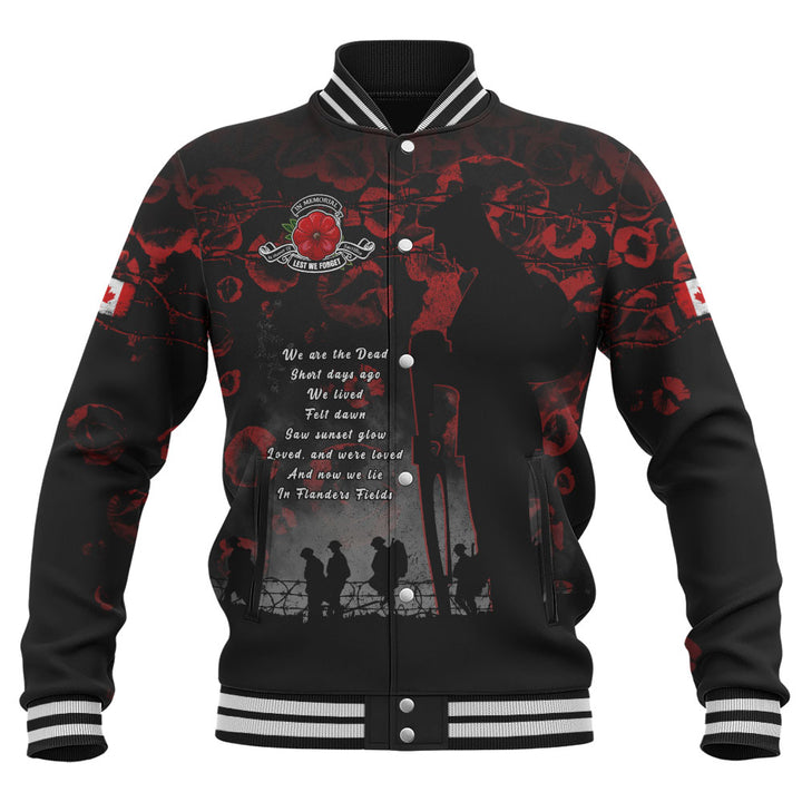 Canada Baseball Jacket In Flanders Fields Canada Remembrance Day Tribute
