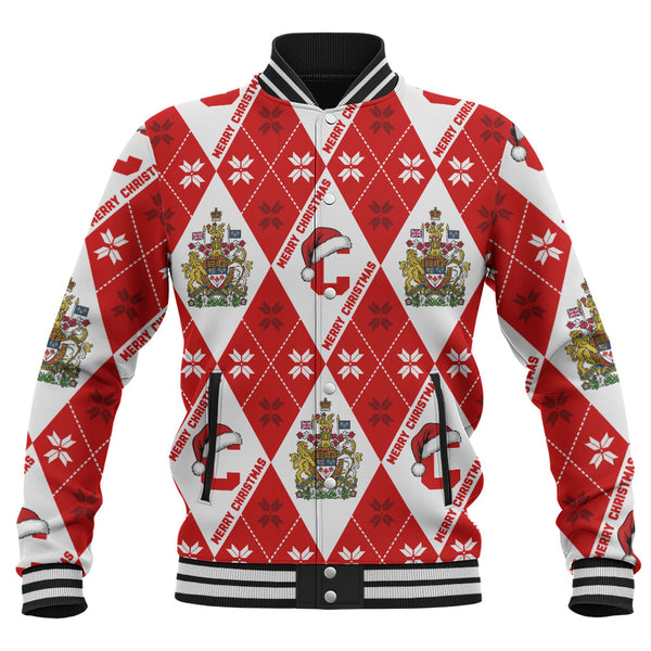 Canada Baseball Jacket Christmas Argyle Pattern With Royal Crest