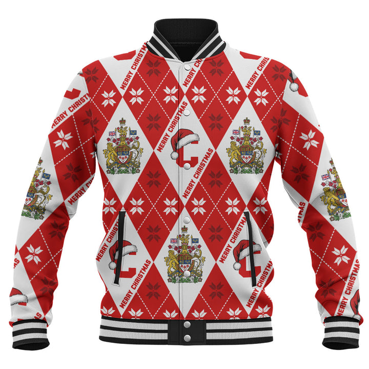Canada Baseball Jacket Christmas Argyle Pattern With Royal Crest