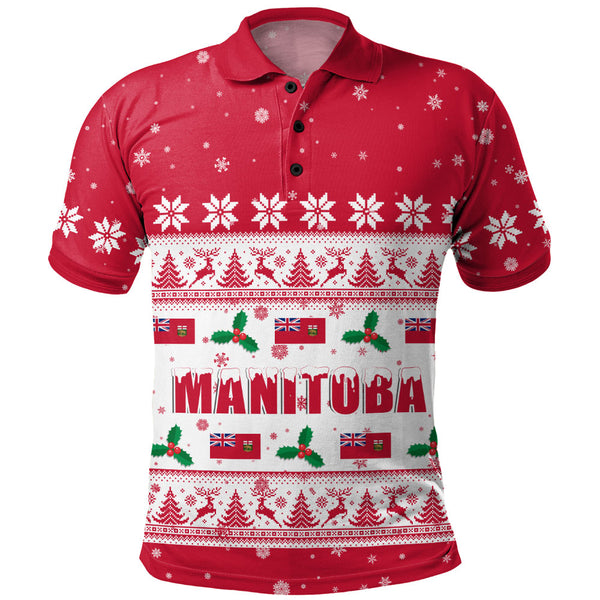 Manitoba Polo Shirt Christmas Knit Style Snowflake Reindeer
