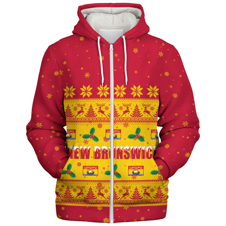 New Brunswick Sherpa Hoodie Christmas Knit Style Snowflake Reindeer