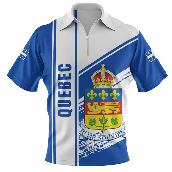 Quebec Zip Polo Shirt Heritage Strength Crest