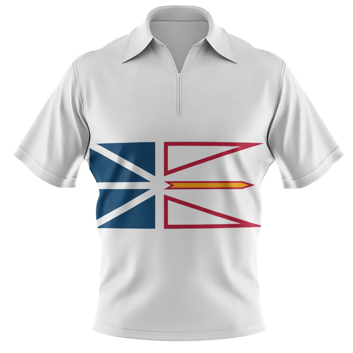 Newfoundland & Labrador Zip Polo Shirt Flag Minimalist Pride Style
