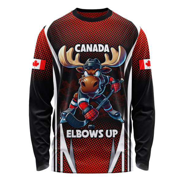Canada Long Sleeve T-Shirt Fight Ready Moose Canada Hockey Attitude