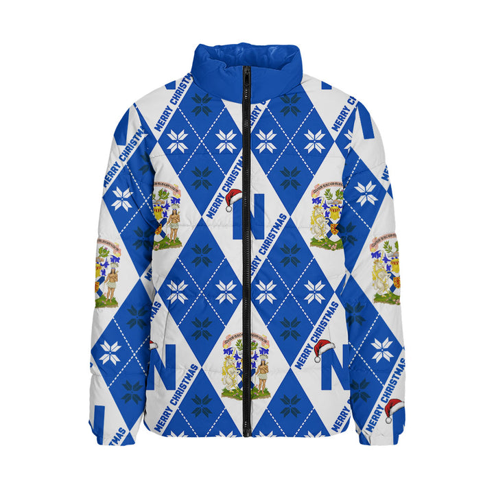 Nova Scotia Padded Jacket Christmas Argyle Pattern With Royal Crest