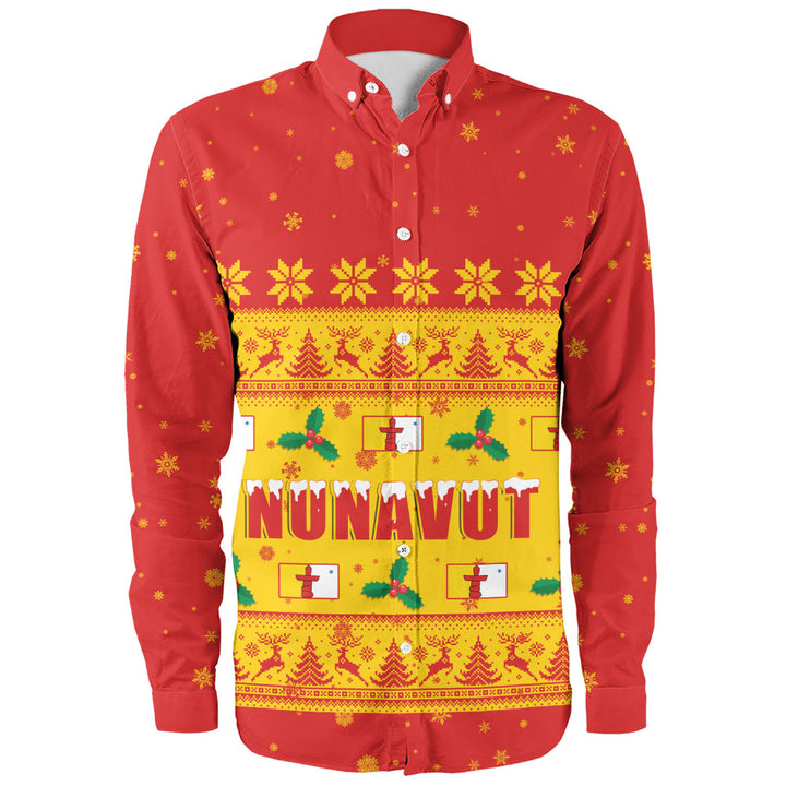 Nunavut Long Sleeve Shirt Christmas Knit Style Snowflake Reindeer