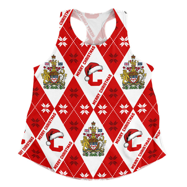 Canada Women Tank Christmas Argyle Pattern With Royal Crest
