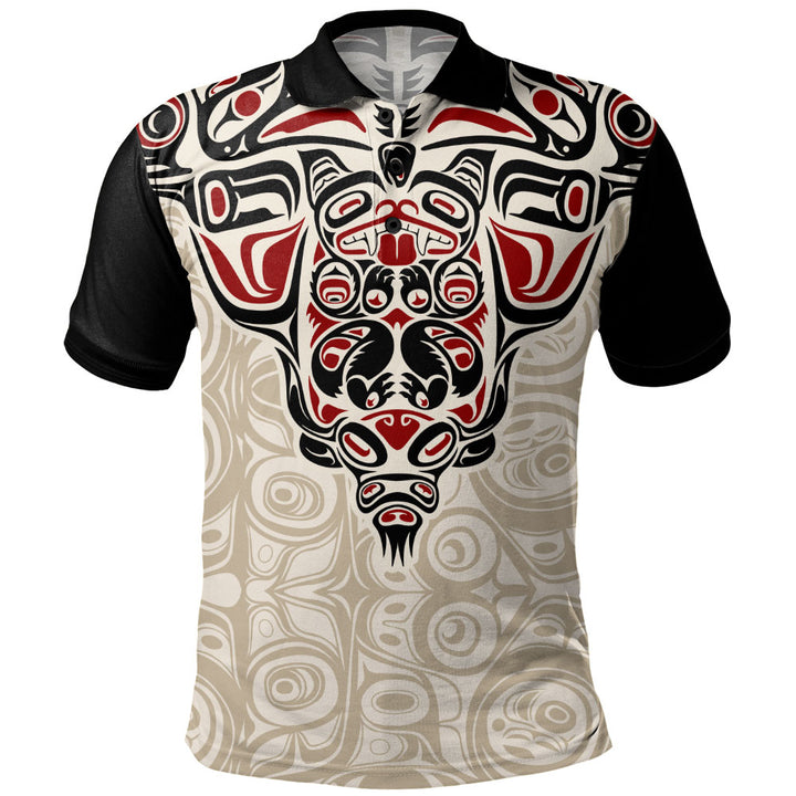 Canada Polo Shirt Haida Thunderbird Tribal Spirit Design